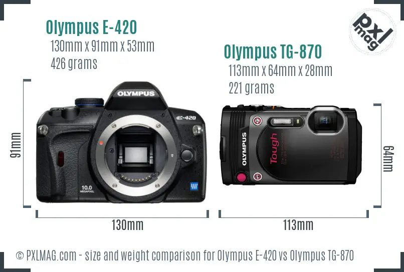 Olympus E-420 vs Olympus TG-870 size comparison