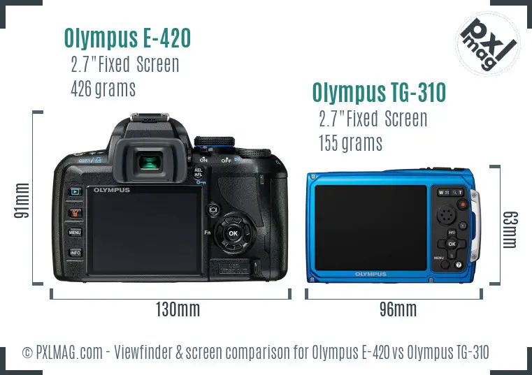 Olympus E-420 vs Olympus TG-310 Screen and Viewfinder comparison