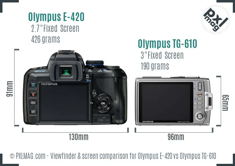 Olympus E-420 vs Olympus TG-610 Screen and Viewfinder comparison
