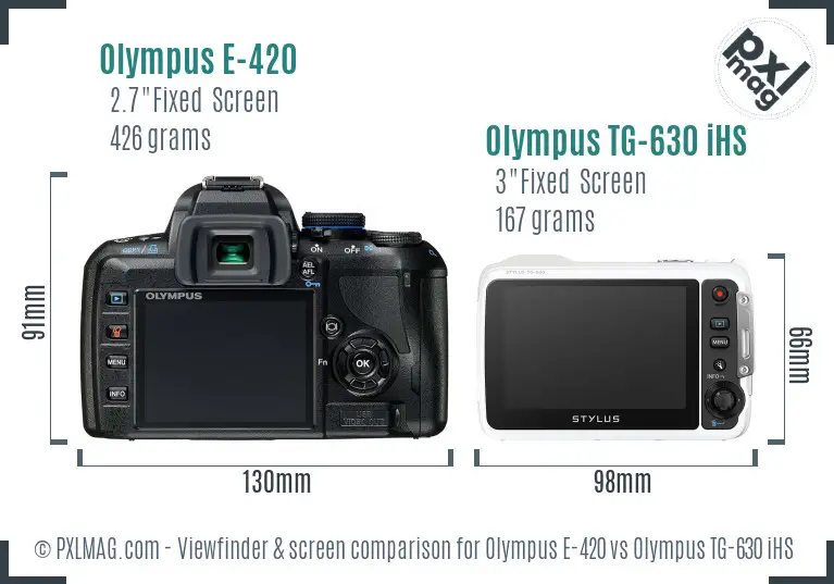 Olympus E-420 vs Olympus TG-630 iHS Screen and Viewfinder comparison