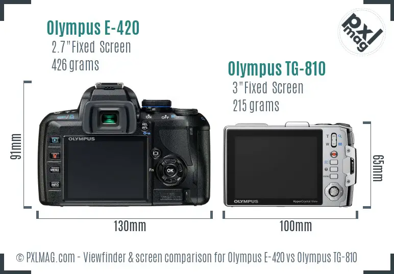Olympus E-420 vs Olympus TG-810 Screen and Viewfinder comparison