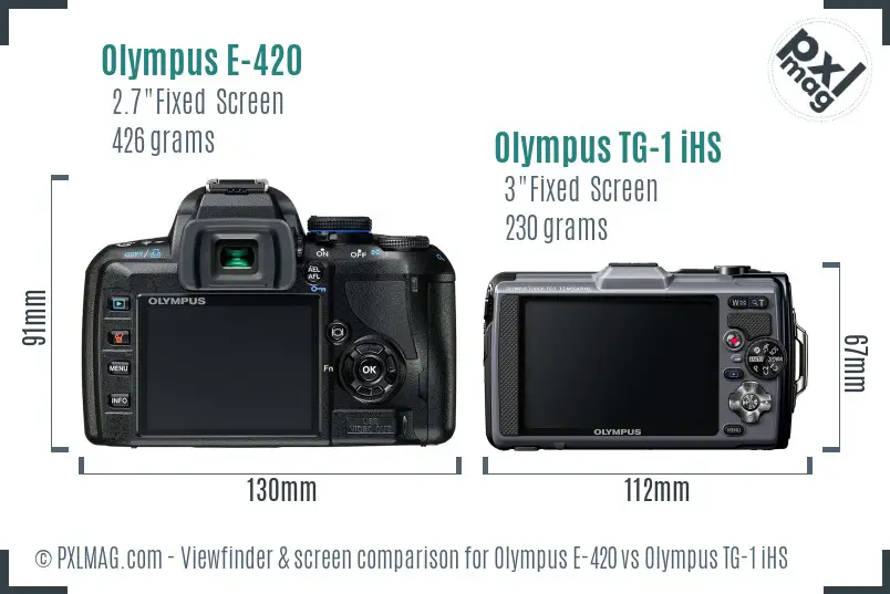 Olympus E-420 vs Olympus TG-1 iHS Screen and Viewfinder comparison