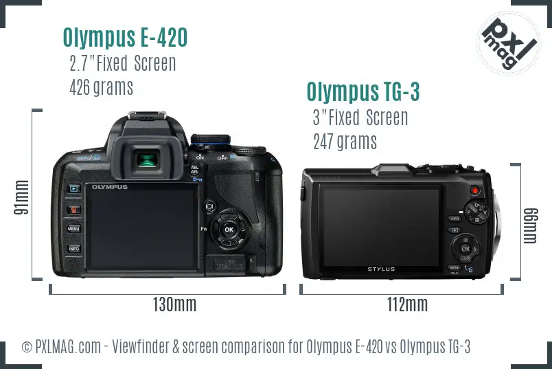 Olympus E-420 vs Olympus TG-3 Screen and Viewfinder comparison
