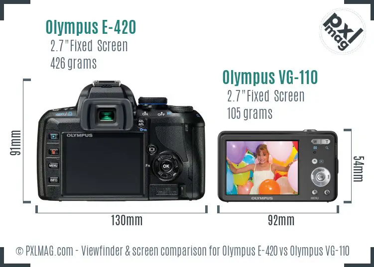 Olympus E-420 vs Olympus VG-110 Screen and Viewfinder comparison