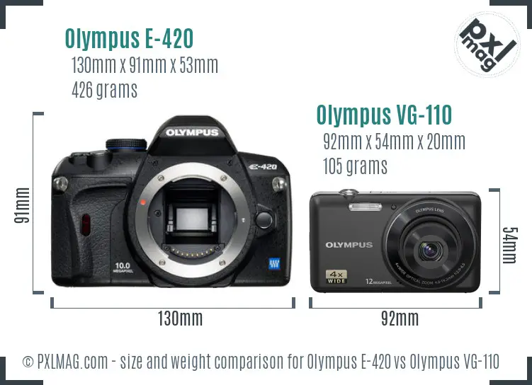Olympus E-420 vs Olympus VG-110 size comparison
