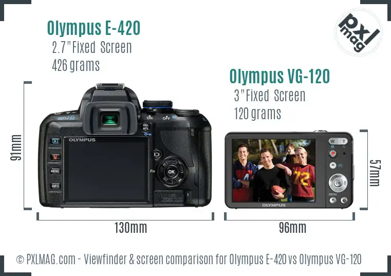 Olympus E-420 vs Olympus VG-120 Screen and Viewfinder comparison