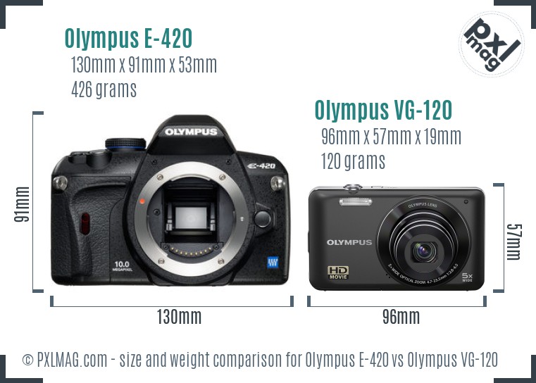 Olympus E-420 vs Olympus VG-120 size comparison