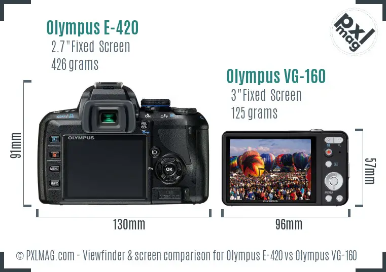 Olympus E-420 vs Olympus VG-160 Screen and Viewfinder comparison