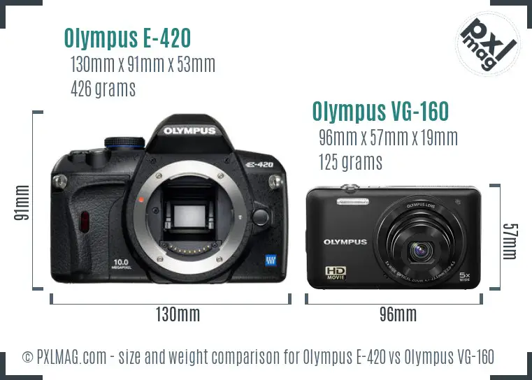 Olympus E-420 vs Olympus VG-160 size comparison