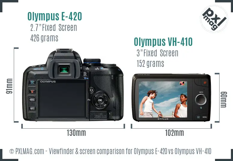 Olympus E-420 vs Olympus VH-410 Screen and Viewfinder comparison