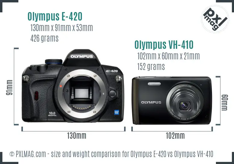 Olympus E-420 vs Olympus VH-410 size comparison