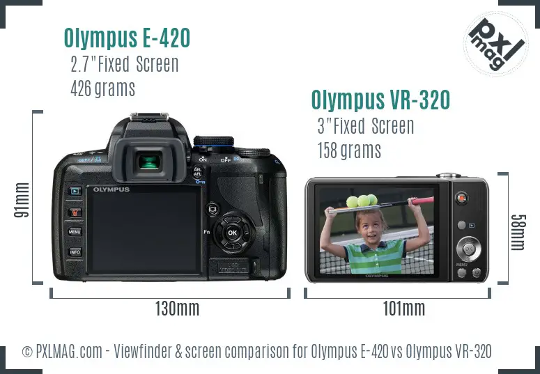 Olympus E-420 vs Olympus VR-320 Screen and Viewfinder comparison