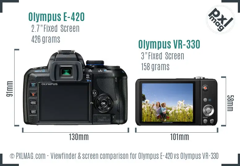 Olympus E-420 vs Olympus VR-330 Screen and Viewfinder comparison