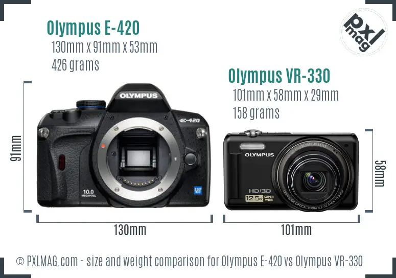 Olympus E-420 vs Olympus VR-330 size comparison