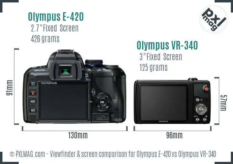 Olympus E-420 vs Olympus VR-340 Screen and Viewfinder comparison