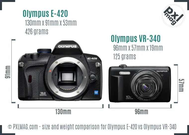 Olympus E-420 vs Olympus VR-340 size comparison