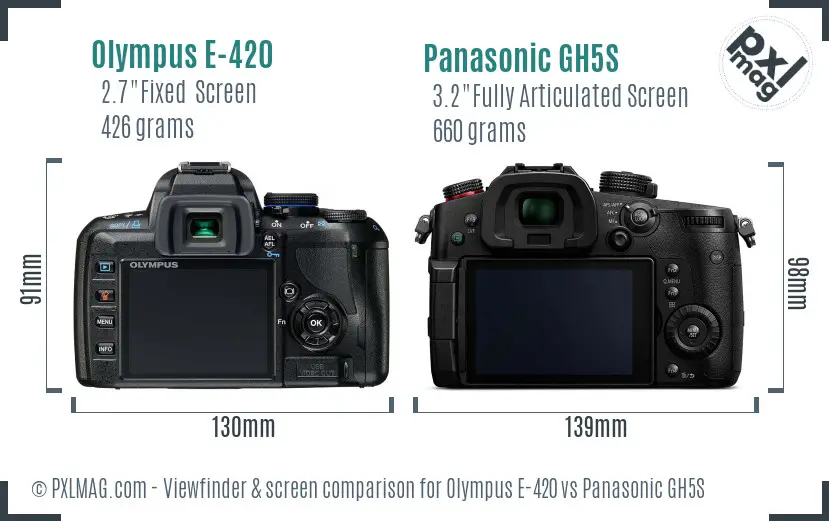 Olympus E-420 vs Panasonic GH5S Screen and Viewfinder comparison
