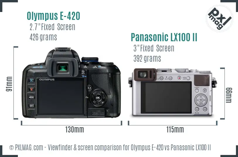 Olympus E-420 vs Panasonic LX100 II Screen and Viewfinder comparison