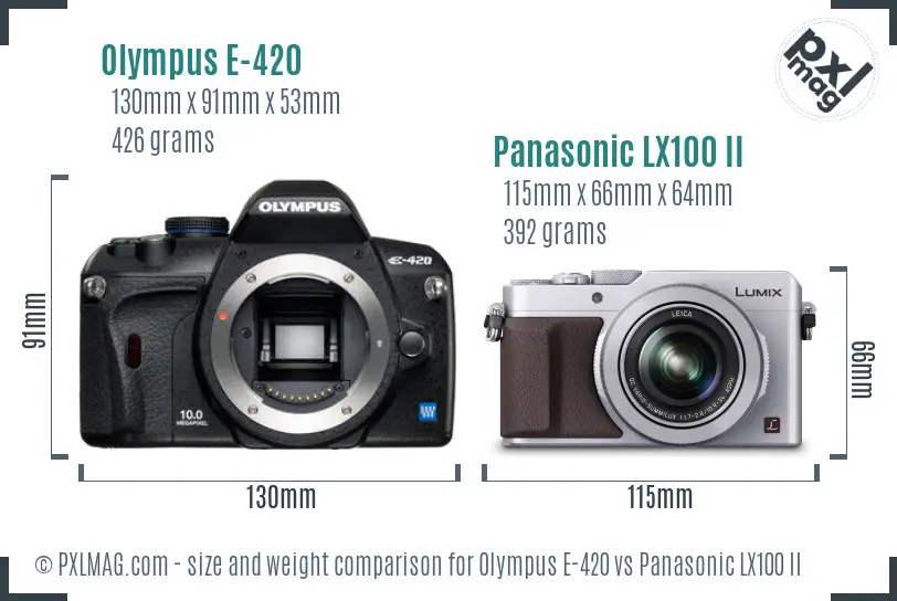Olympus E-420 vs Panasonic LX100 II size comparison