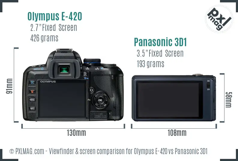 Olympus E-420 vs Panasonic 3D1 Screen and Viewfinder comparison