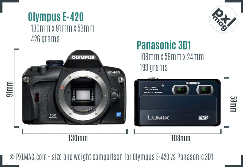 Olympus E-420 vs Panasonic 3D1 size comparison