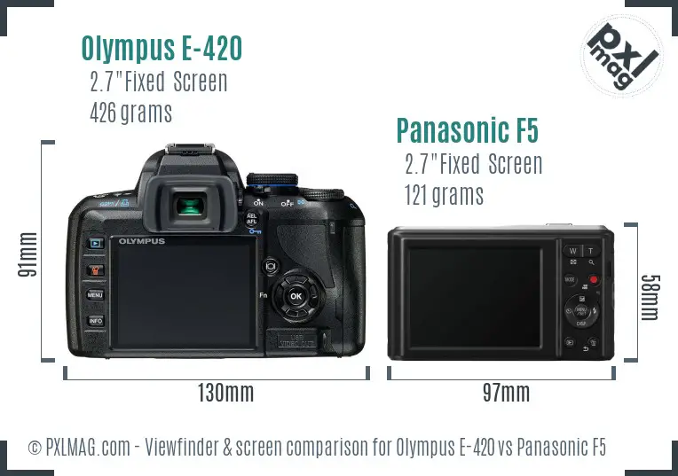 Olympus E-420 vs Panasonic F5 Screen and Viewfinder comparison