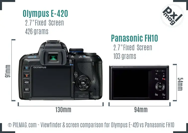Olympus E-420 vs Panasonic FH10 Screen and Viewfinder comparison