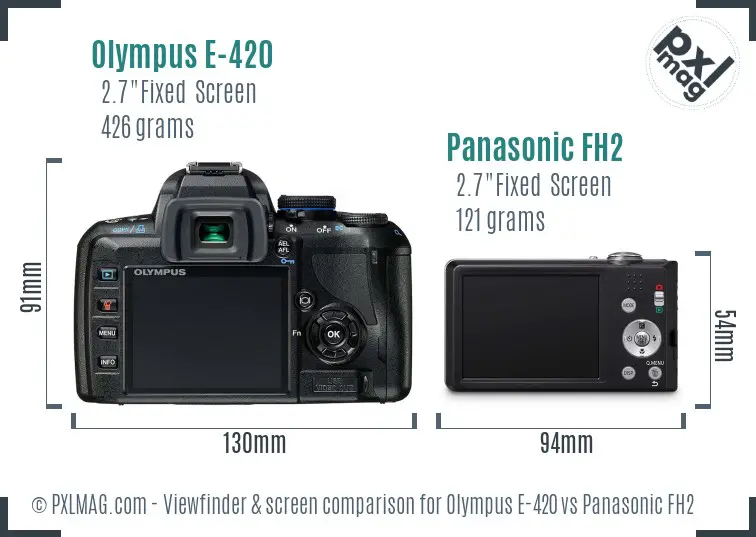 Olympus E-420 vs Panasonic FH2 Screen and Viewfinder comparison
