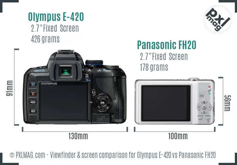 Olympus E-420 vs Panasonic FH20 Screen and Viewfinder comparison