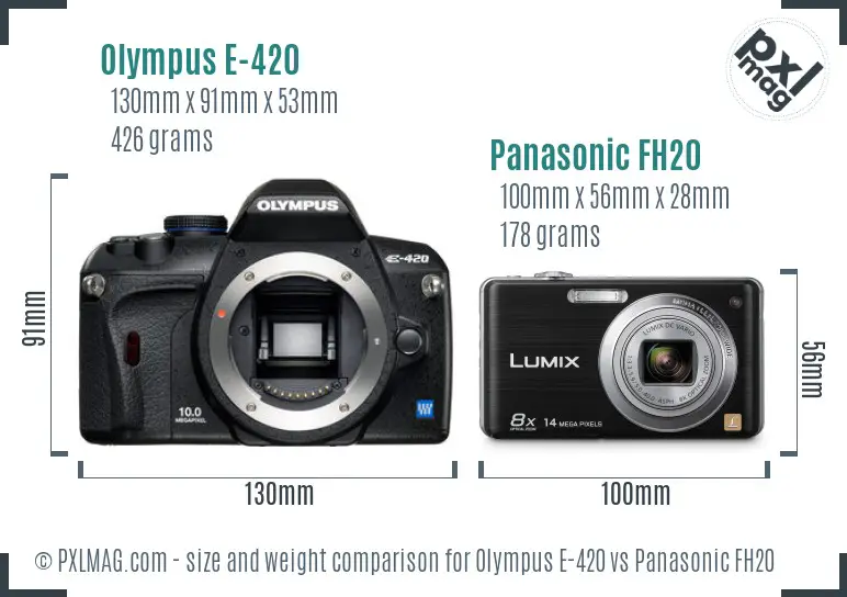 Olympus E-420 vs Panasonic FH20 size comparison