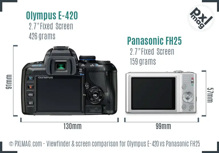 Olympus E-420 vs Panasonic FH25 Screen and Viewfinder comparison