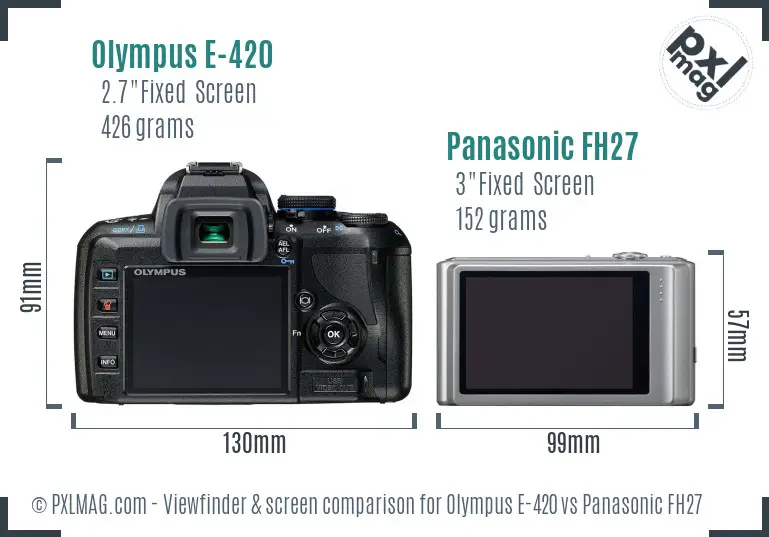 Olympus E-420 vs Panasonic FH27 Screen and Viewfinder comparison