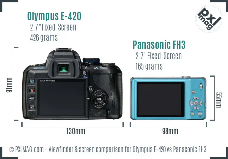 Olympus E-420 vs Panasonic FH3 Screen and Viewfinder comparison