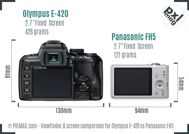 Olympus E-420 vs Panasonic FH5 Screen and Viewfinder comparison