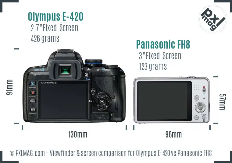 Olympus E-420 vs Panasonic FH8 Screen and Viewfinder comparison