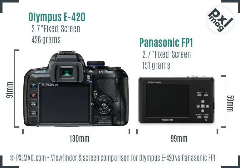 Olympus E-420 vs Panasonic FP1 Screen and Viewfinder comparison