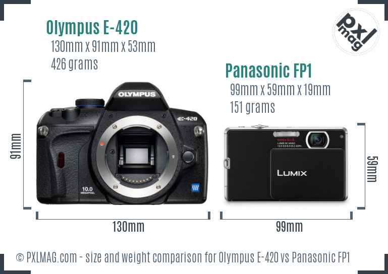 Olympus E-420 vs Panasonic FP1 size comparison