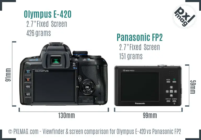 Olympus E-420 vs Panasonic FP2 Screen and Viewfinder comparison