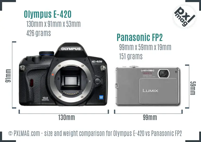 Olympus E-420 vs Panasonic FP2 size comparison