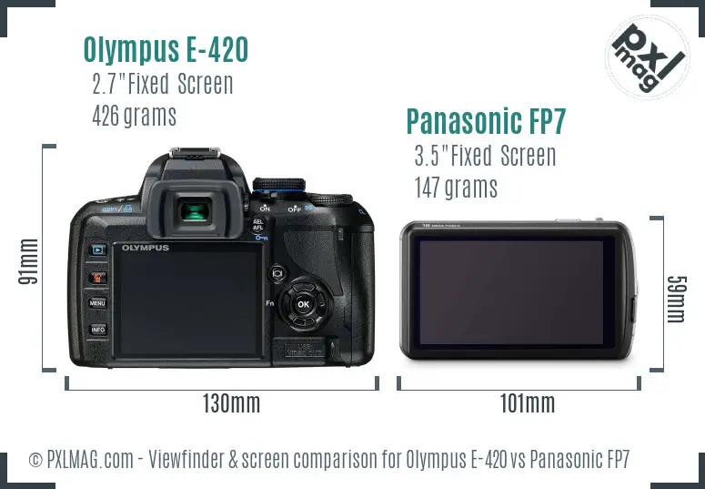 Olympus E-420 vs Panasonic FP7 Screen and Viewfinder comparison