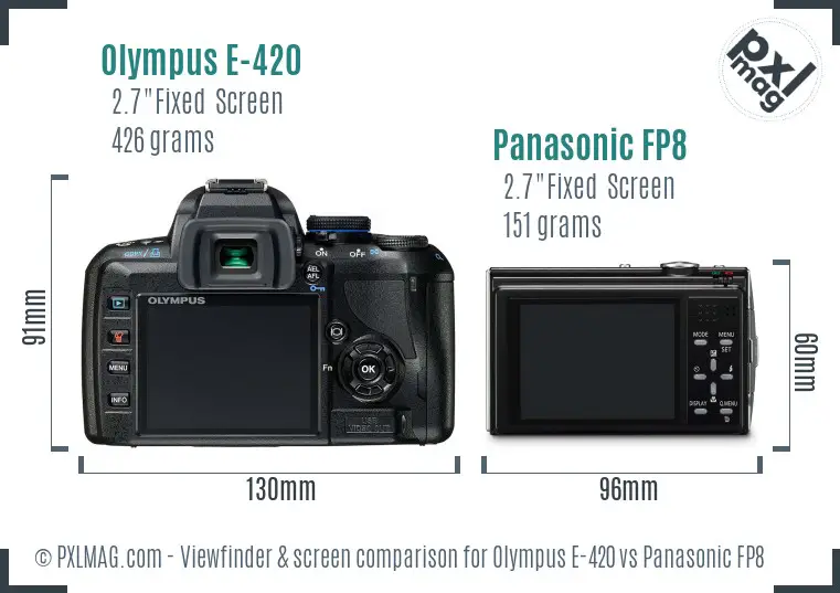 Olympus E-420 vs Panasonic FP8 Screen and Viewfinder comparison