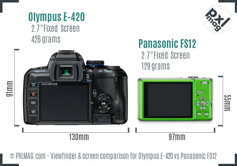 Olympus E-420 vs Panasonic FS12 Screen and Viewfinder comparison
