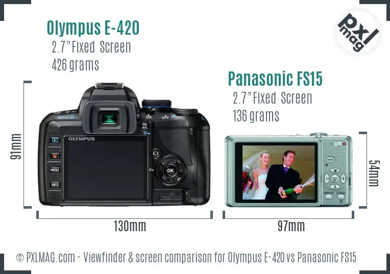Olympus E-420 vs Panasonic FS15 Screen and Viewfinder comparison