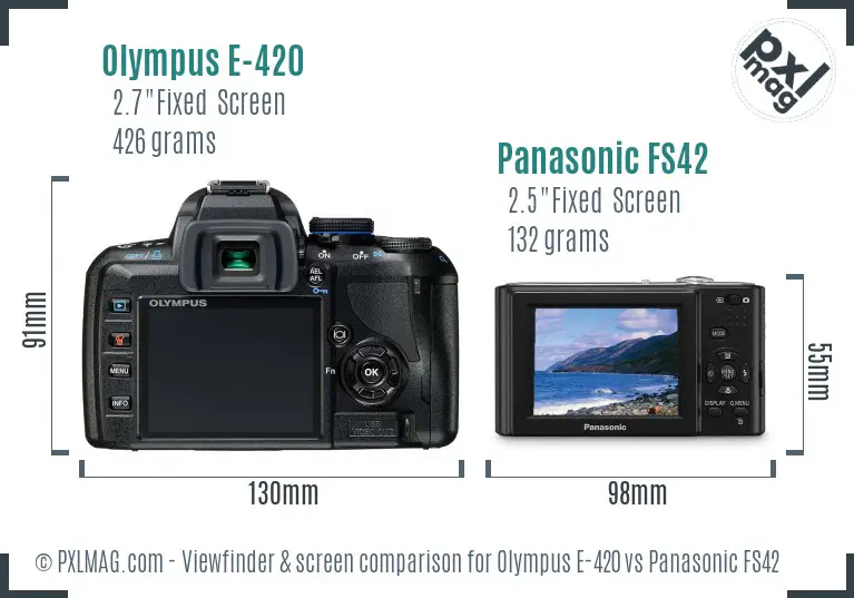 Olympus E-420 vs Panasonic FS42 Screen and Viewfinder comparison