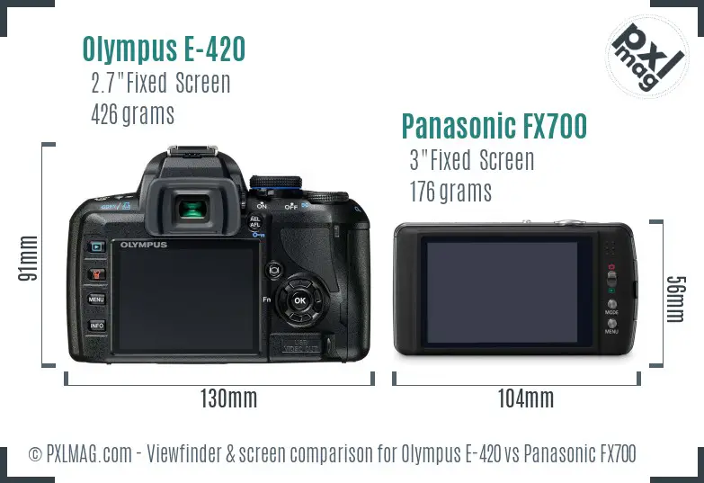 Olympus E-420 vs Panasonic FX700 Screen and Viewfinder comparison