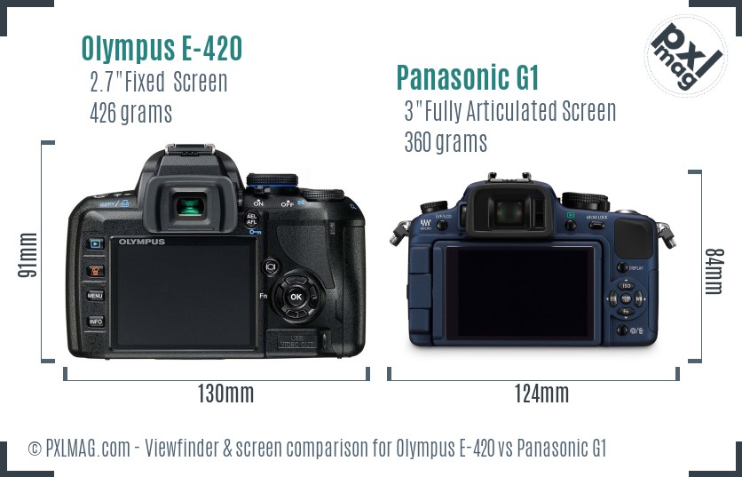 Olympus E-420 vs Panasonic G1 Screen and Viewfinder comparison