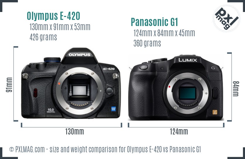 Olympus E-420 vs Panasonic G1 size comparison