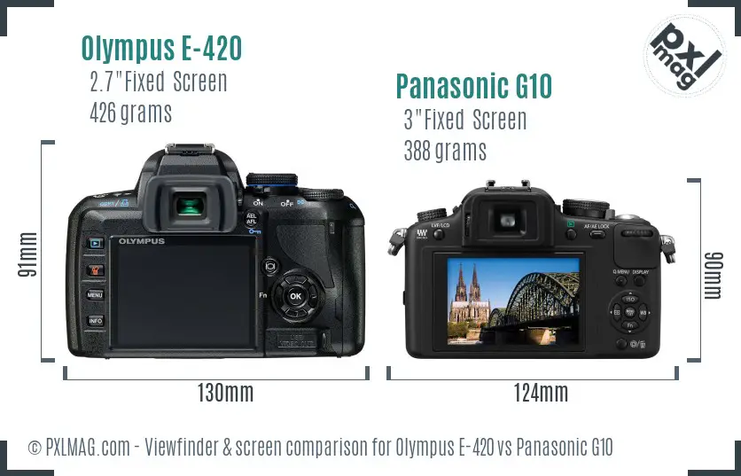 Olympus E-420 vs Panasonic G10 Screen and Viewfinder comparison