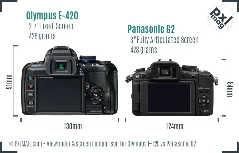 Olympus E-420 vs Panasonic G2 Screen and Viewfinder comparison