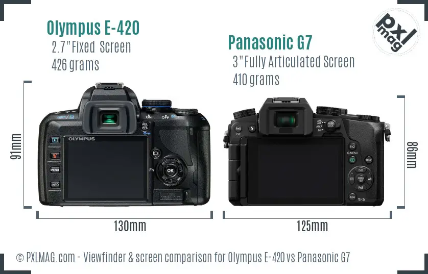 Olympus E-420 vs Panasonic G7 Screen and Viewfinder comparison